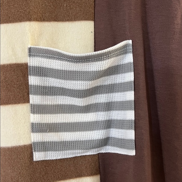 BiBi Brown and Cream Striped Long Sleeve Top - Picture 3 of 4